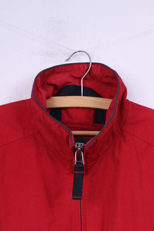 Bison Men M Veste Rouge Coton Nylon Mélange Léger Décontracté Zip Up Top 