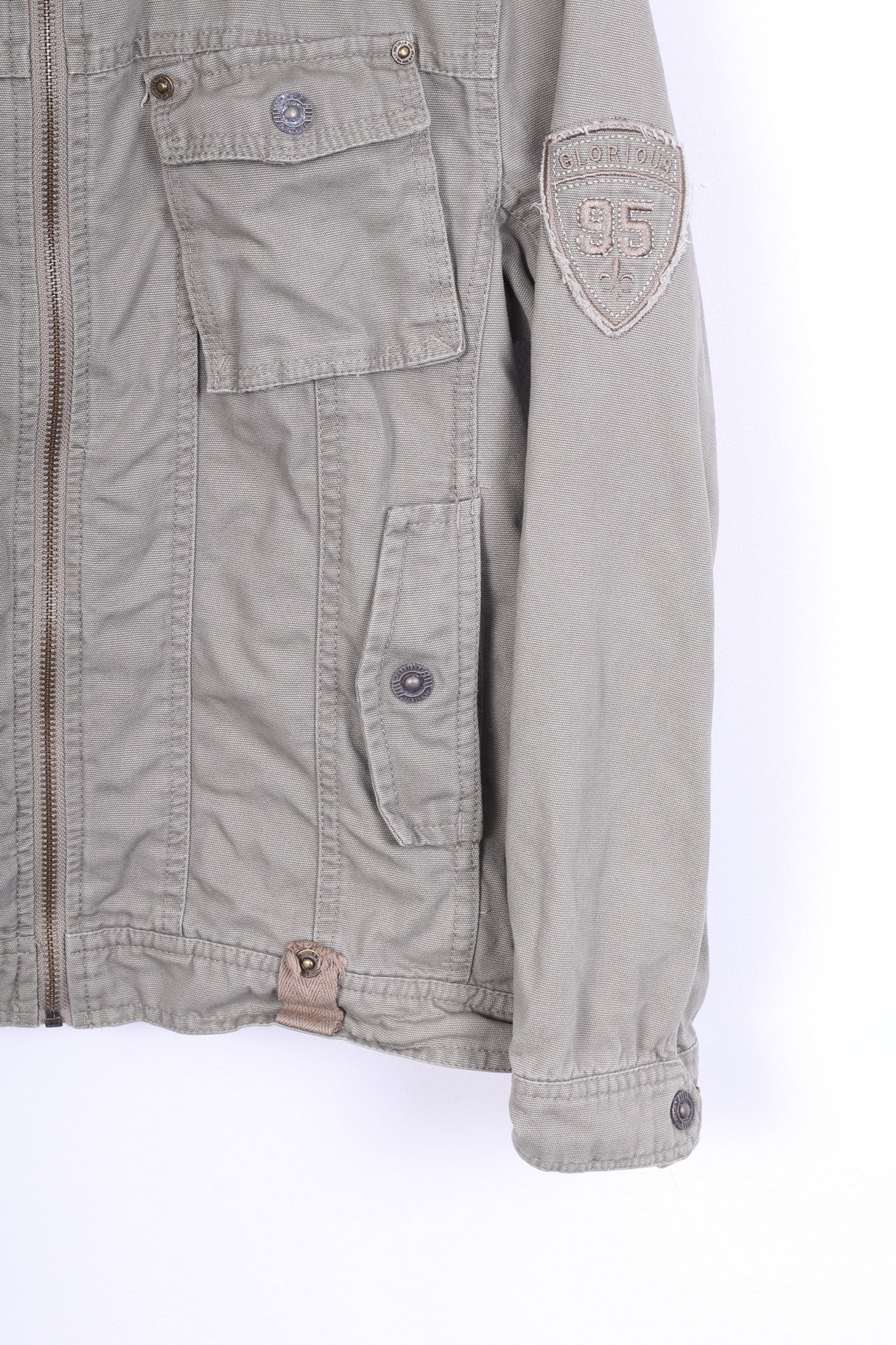 GLORIOUS Ragazzi 152 Giacca in cotone kaki tasche con cerniera completa