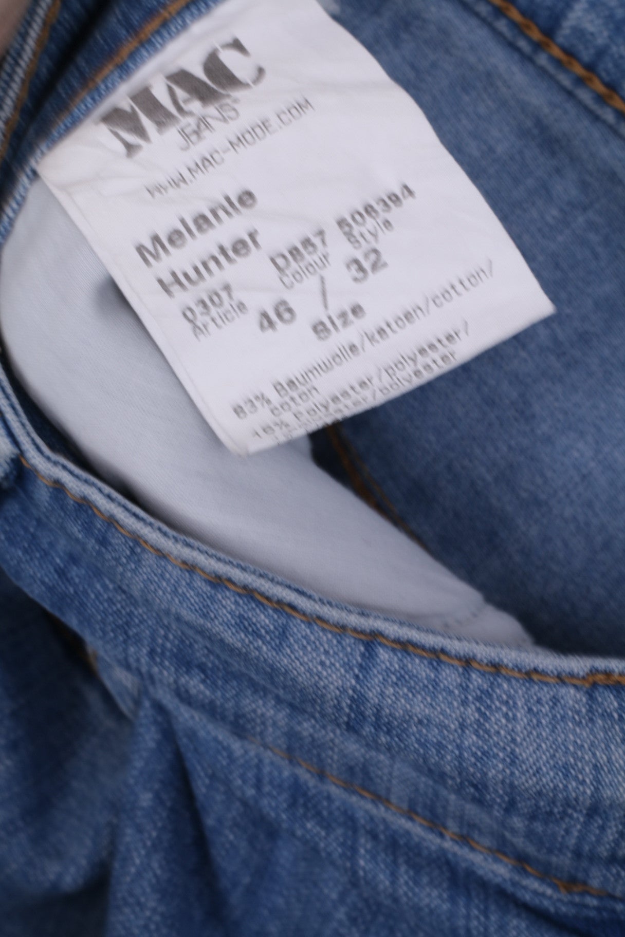 MAC Jeans Womens 46/32 Trousers Denim Jeans Blue Light Wash Cotton