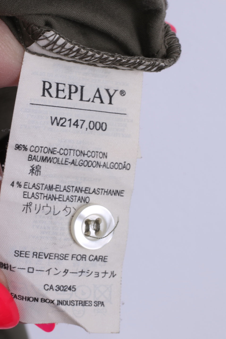 Replay Womens S Casual Shirt Khaki Cotton Slim Fit Long Sleeve