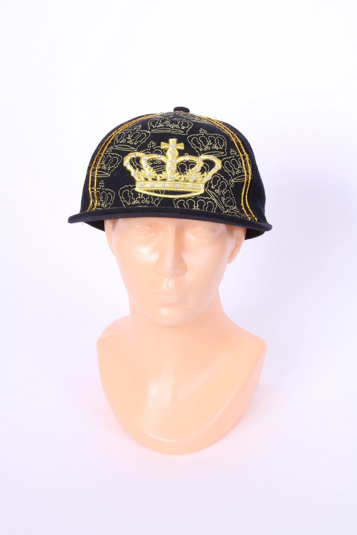 King OF Kings Black 7 Caps Black Baseball Hat Gold Embroidered 58cm