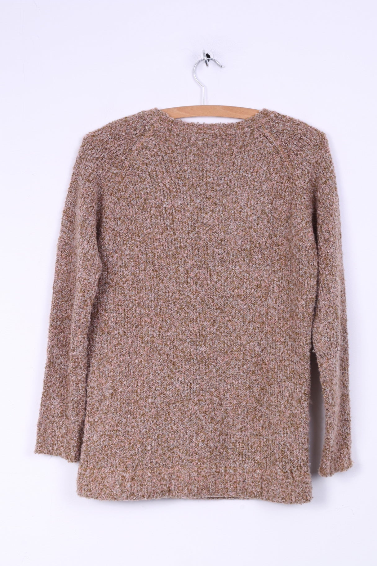 Bershka Womens S Jumper Brown Stretch Multi Color Knitted Graphic Sweater