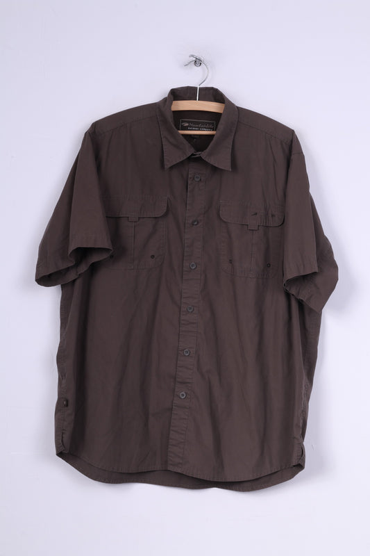 Mountainlife Mens XL(2X)  Casual Shirt Brown Short Sleeve Outdoor Company Brown