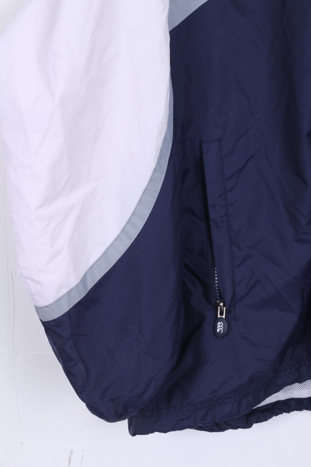 Canterbury Of New Zealand IRFU Mens XL Jacket White Hood Rugby Sport Nylon Waterproof - RetrospectClothes