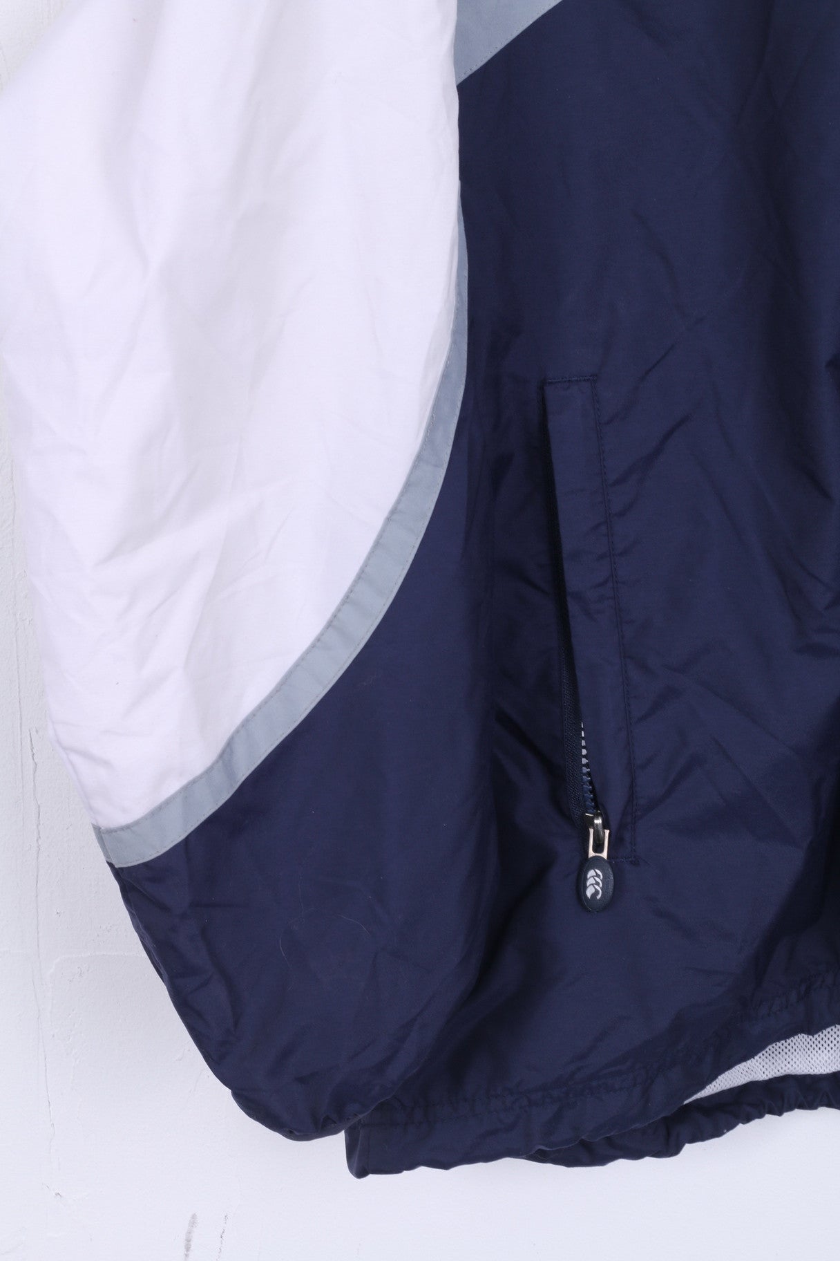 Canterbury Of New Zealand IRFU Mens XL Jacket White Hood Rugby Sport Nylon Waterproof - RetrospectClothes