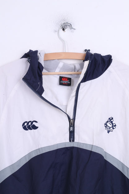 Canterbury Of New Zealand IRFU Mens XL Jacket White Hood Rugby Sport Nylon Waterproof - RetrospectClothes