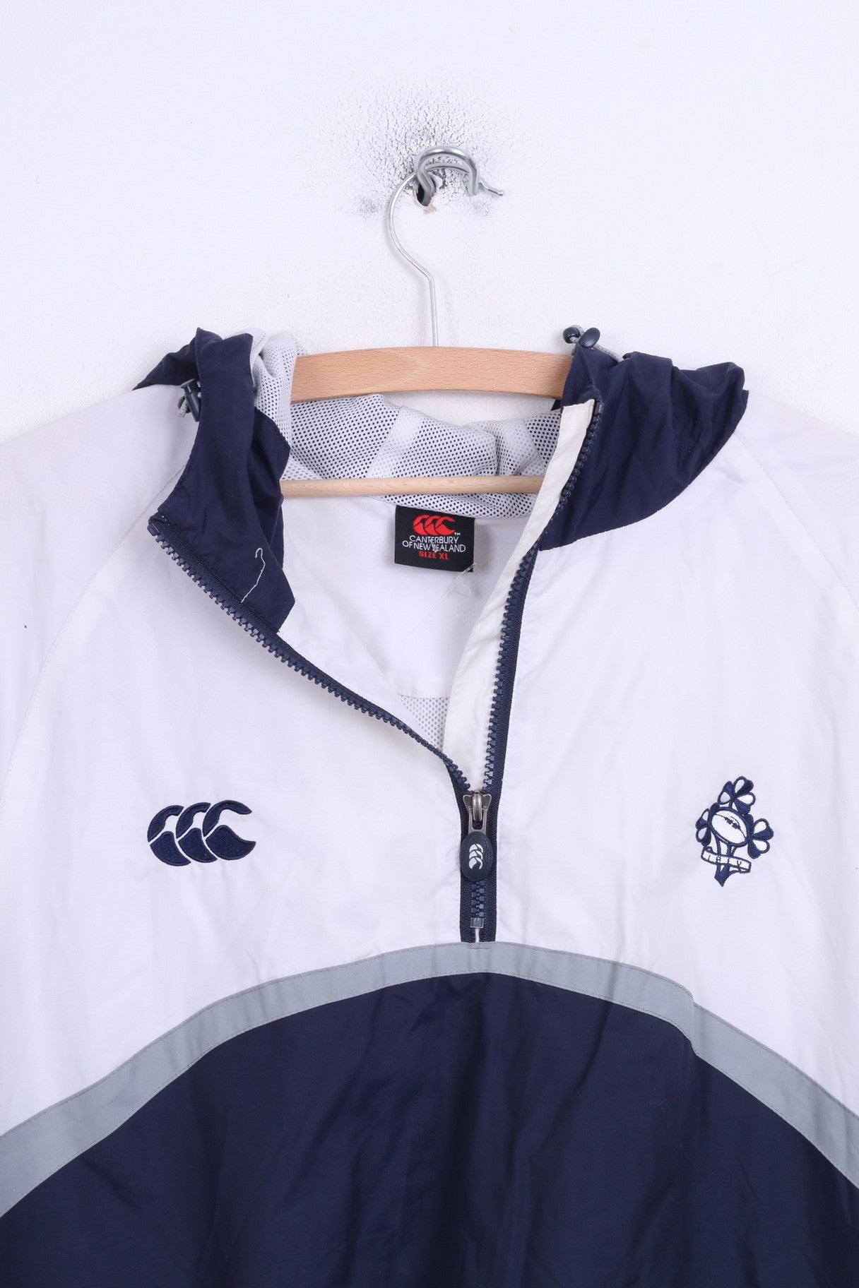 Canterbury Of New Zealand IRFU Mens XL Jacket White Hood Rugby