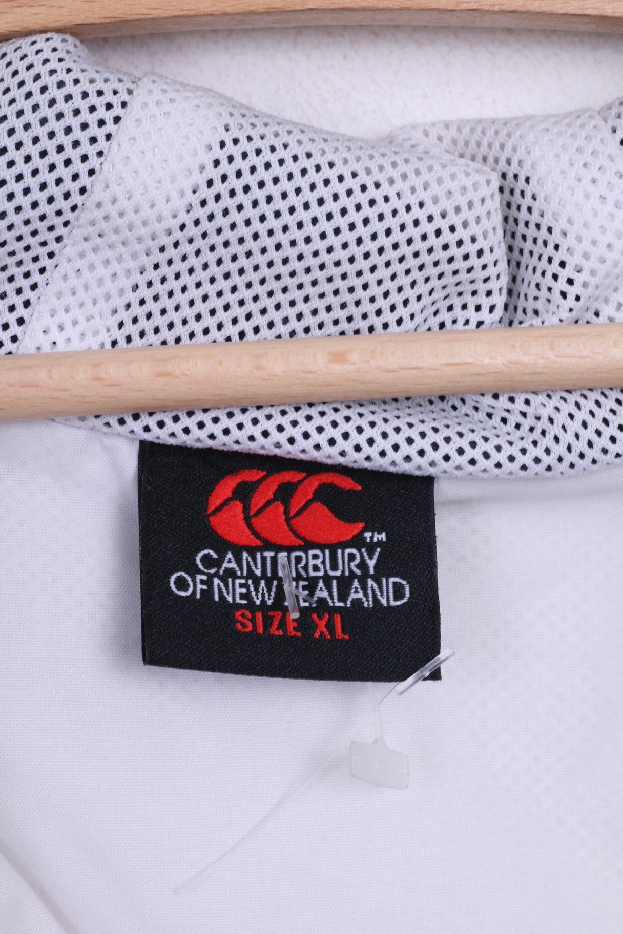 Canterbury Of New Zealand IRFU Mens XL Jacket White Hood Rugby Sport Nylon Waterproof - RetrospectClothes