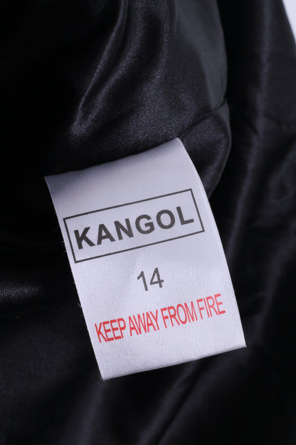 KANGOL Womens 14 XL Jacket Double Breasted High Low Black Cotton - RetrospectClothes