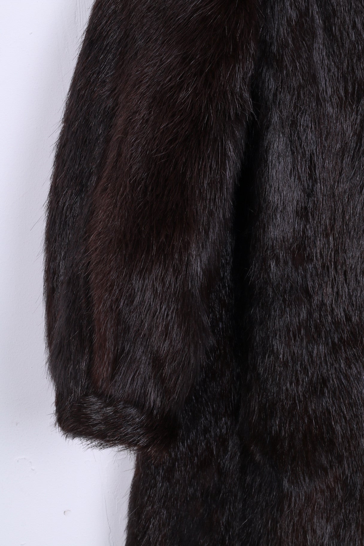 Cappotto XL da donna in autentica pelliccia marrone scuro Boho Vintage