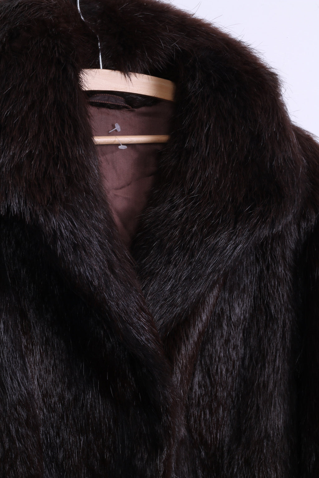 Womens XL Coat Authentic Fur Dark Brown Boho Vintage