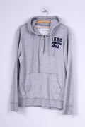 Aeropostale Uomo L Maglione Felpa con cappuccio Zip Collo Cotone Abbigliamento sportivo Grigio 