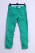 Tommy Hilfiger Womens 8 M Trousers Green ROME Regular Fit Cotton Chino Pants