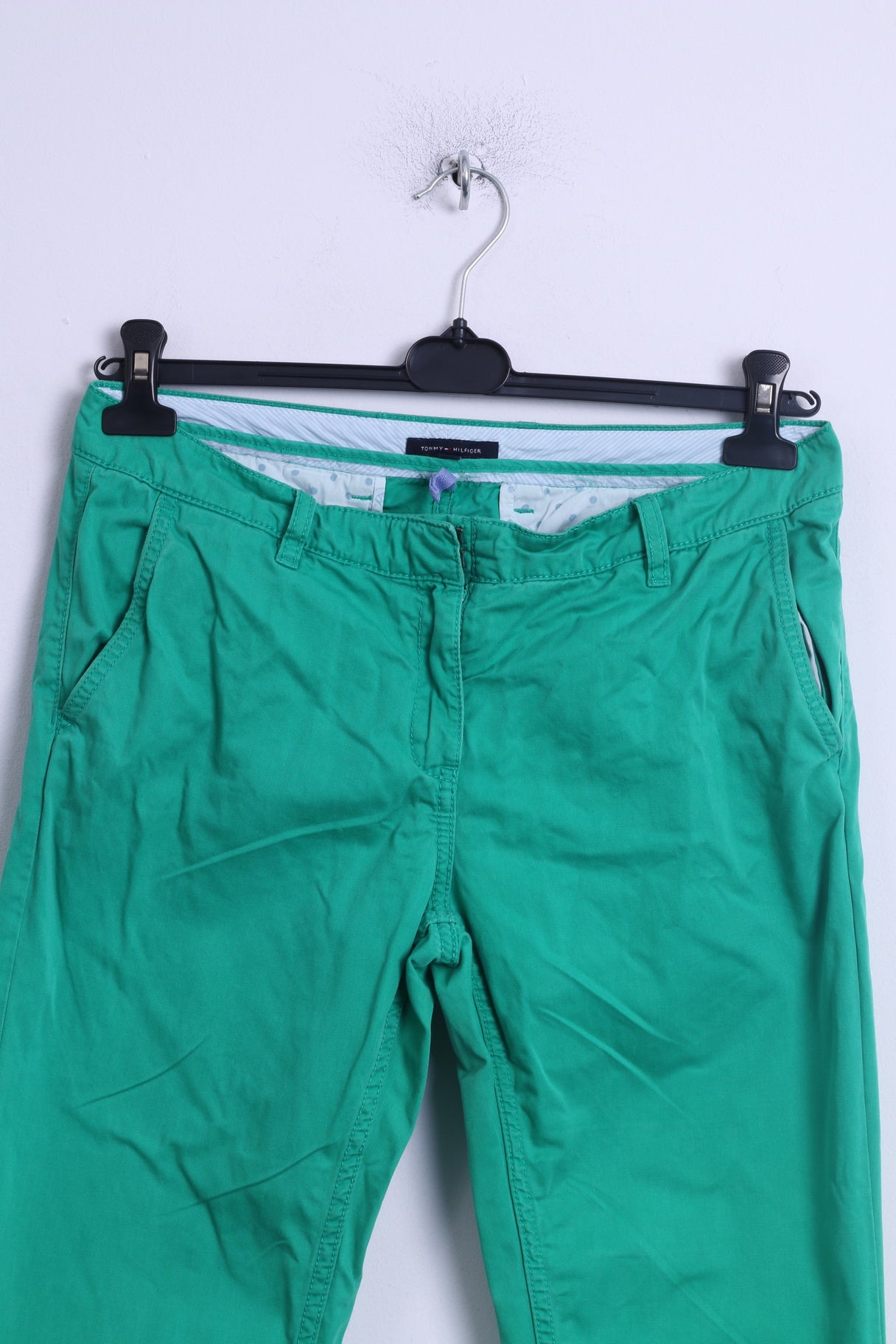 Tommy Hilfiger Pantalon 8 M Femme Vert ROME Pantalon Chino en Coton Coupe Regular
