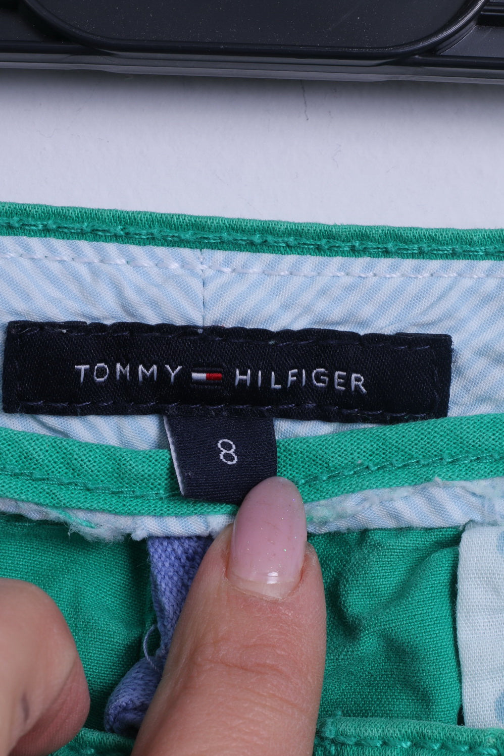 Tommy Hilfiger Pantalon 8 M Femme Vert ROME Pantalon Chino en Coton Coupe Regular