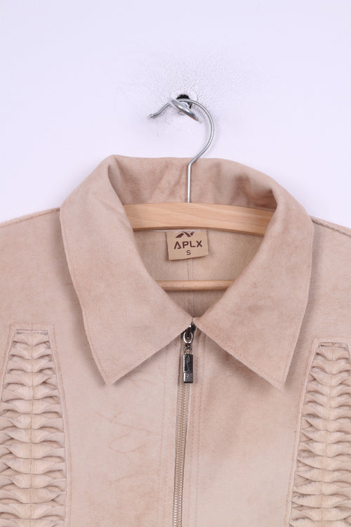 APLX Womens S Jacket Beige Detailed Country Wear Zip Up Top