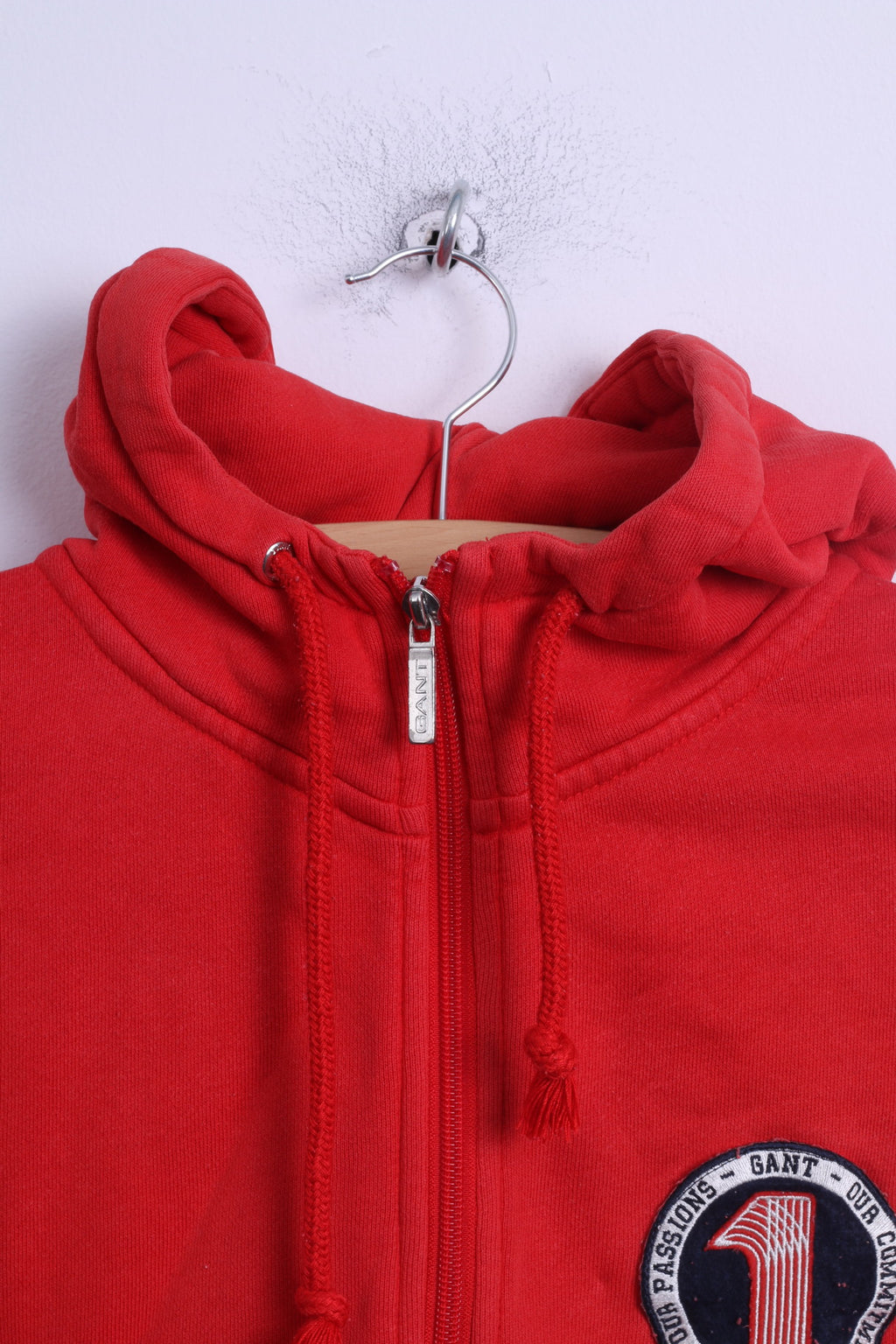 GANT Felpa L da donna in cotone rosso con zip e cappuccio Abbigliamento sportivo
