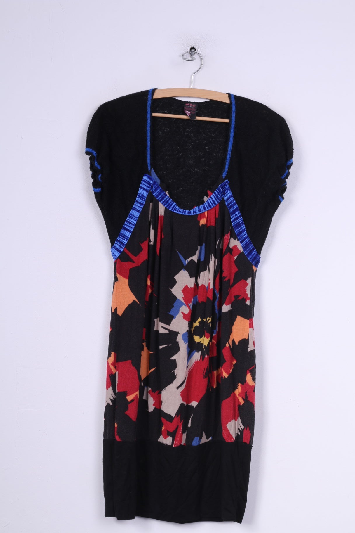 Kali Orea Femmes 10 S Mini Robe Multi imprimé Noir Manches Courtes Différentes Textures Italie