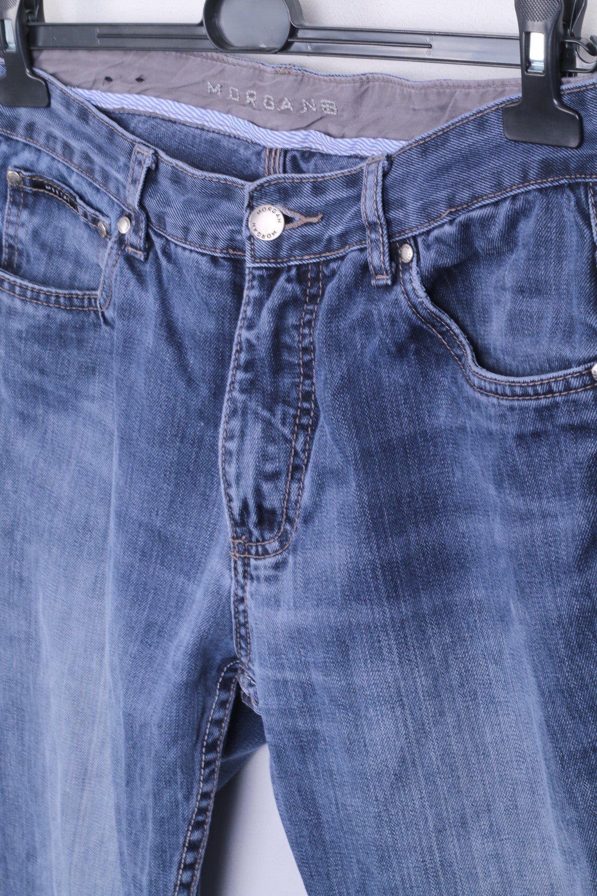 MORGAN Mens W34 L34 Trousers Denim Jeans Navy Cotton