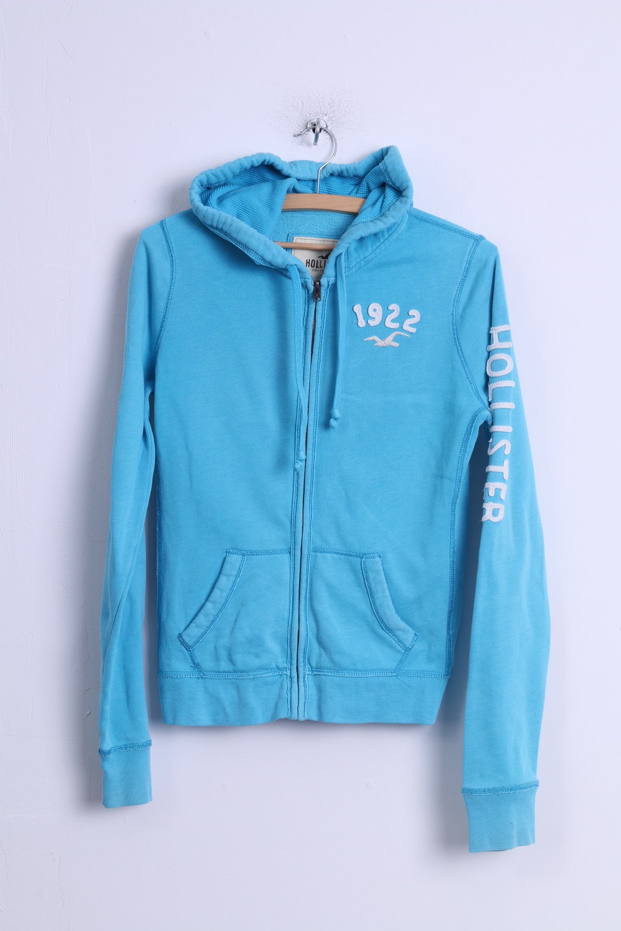 Felpa Hollister da donna M Felpa con cappuccio in cotone turchese con zip California