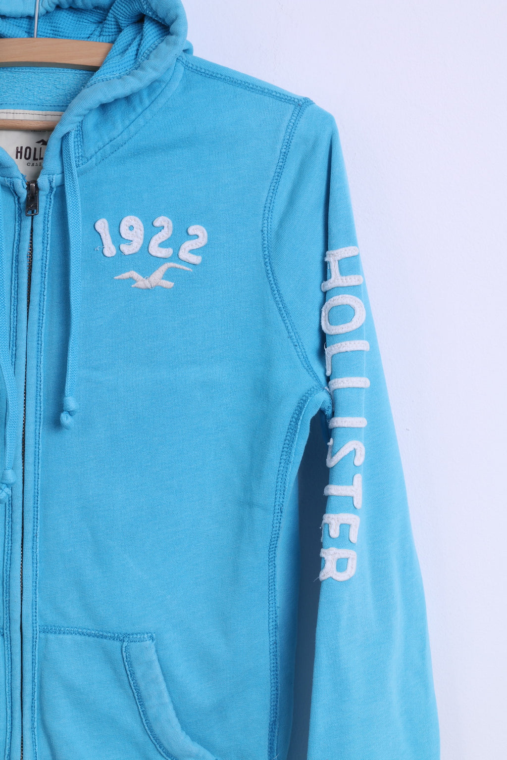 Felpa Hollister da donna M Felpa con cappuccio in cotone turchese con zip California