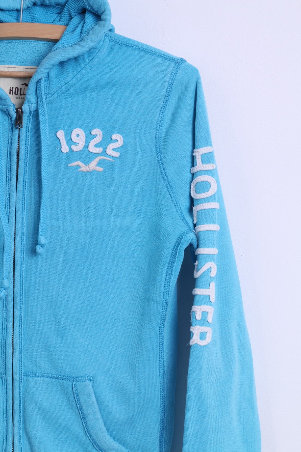 Felpa Hollister da donna M Felpa con cappuccio in cotone turchese con zip California