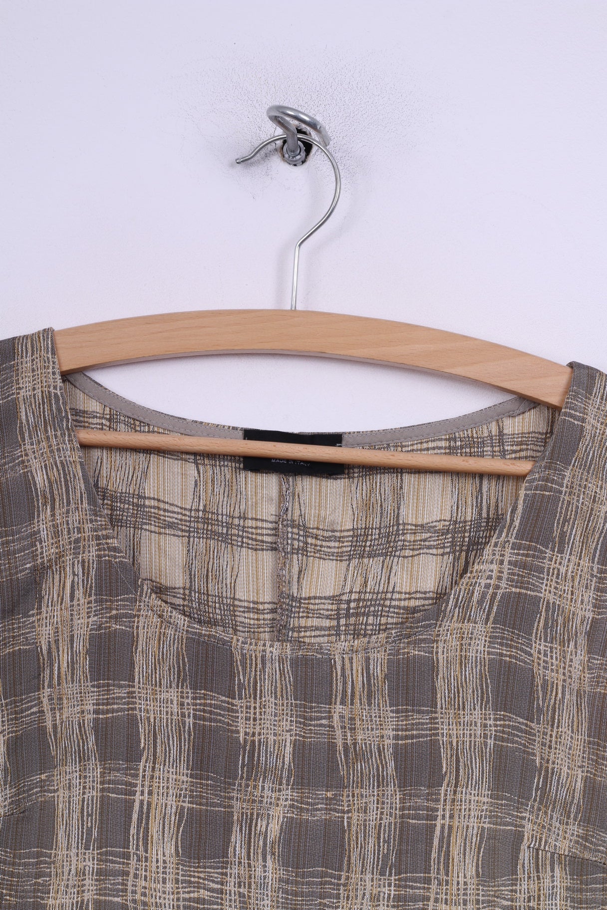 James Lakeland 42 (S)Mini Dress Check Grey Sleeveless Scoop Neck Vintage Italy