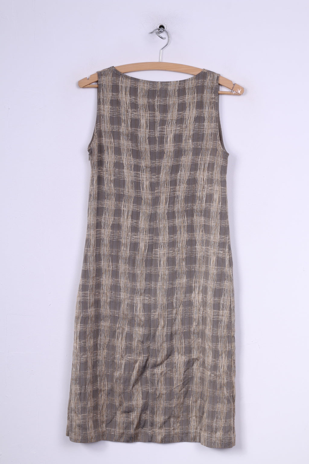 James Lakeland 42 (S)Mini Dress Check Grey Sleeveless Scoop Neck Vintage Italy