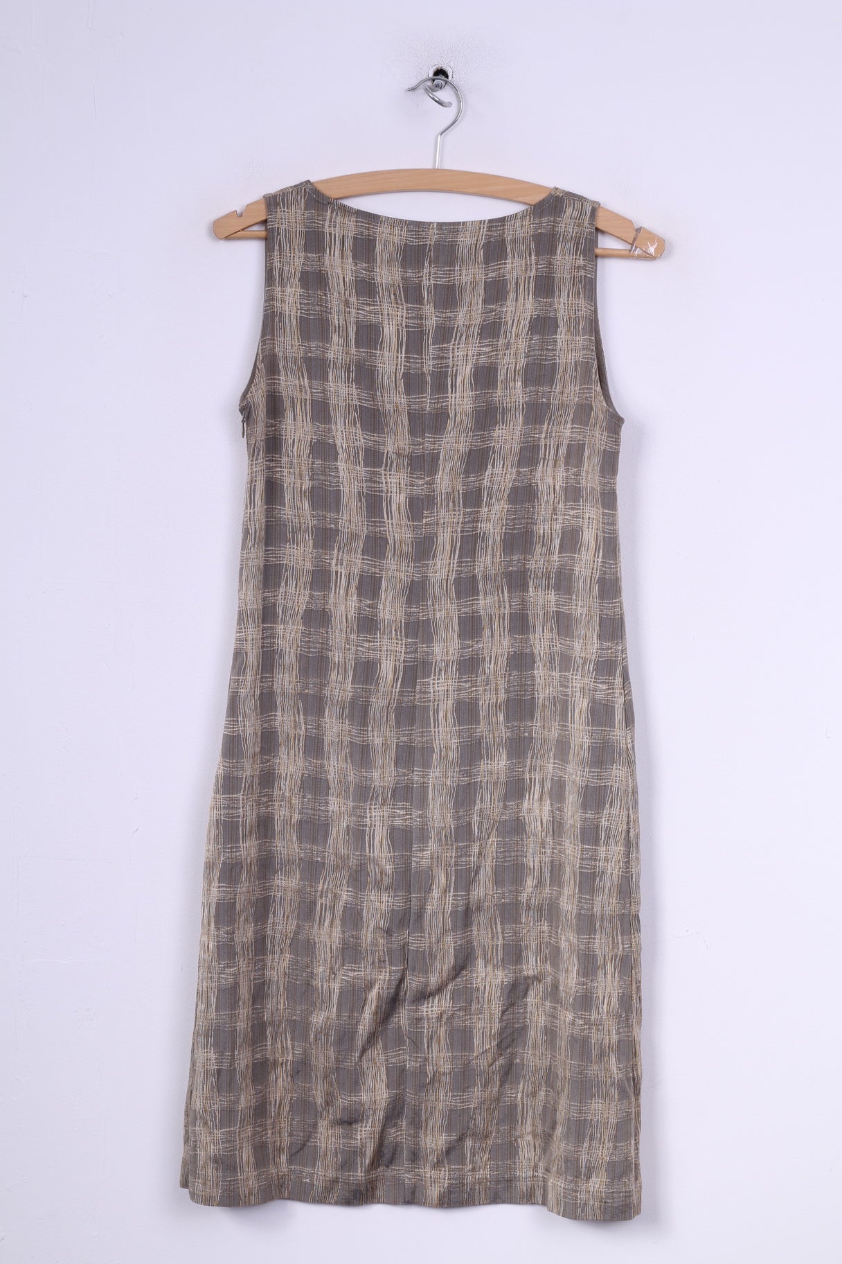 James Lakeland 42 (S)Mini Dress Check Grey Sleeveless Scoop Neck Vintage Italy