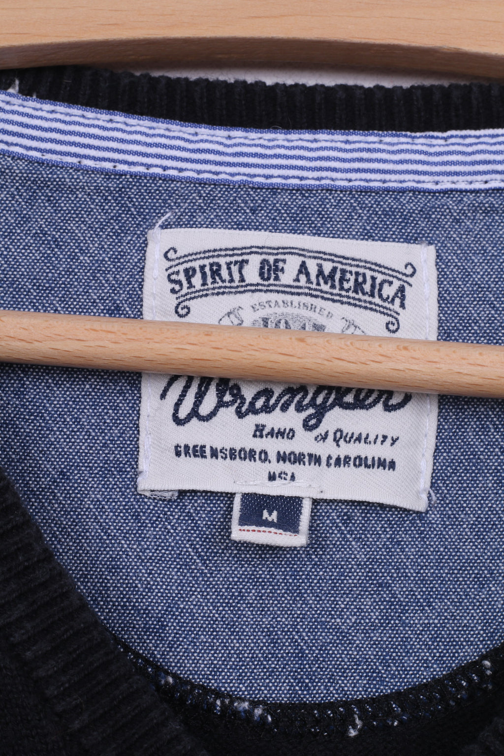 Wrangler Mens M Jumper Navy Sweater V Neck Cotton Nylon Wool