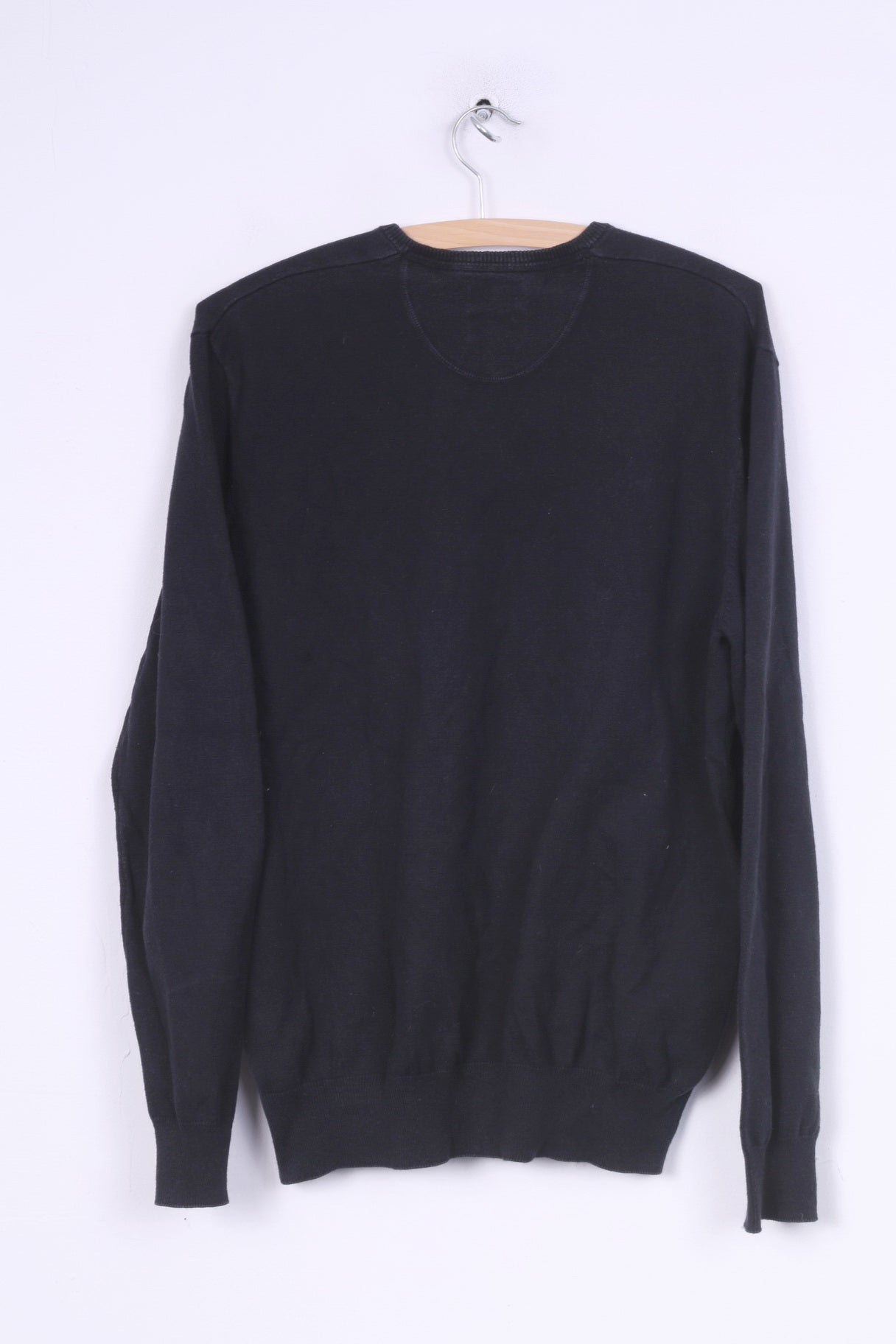 Wrangler Mens M Jumper Navy Sweater V Neck Cotton Nylon Wool