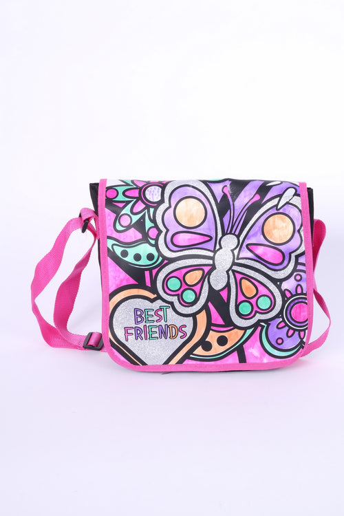 Sac à bandoulière Best Friends Papillon Noir Rose