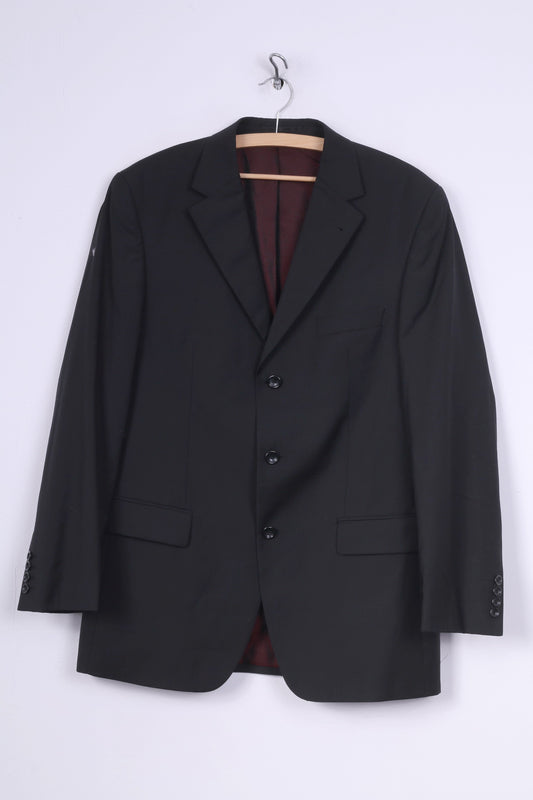Pierluigi Mens 50 M Blazer Single Breasted Jacket Shoulder Pads Black Wool Model 3000G