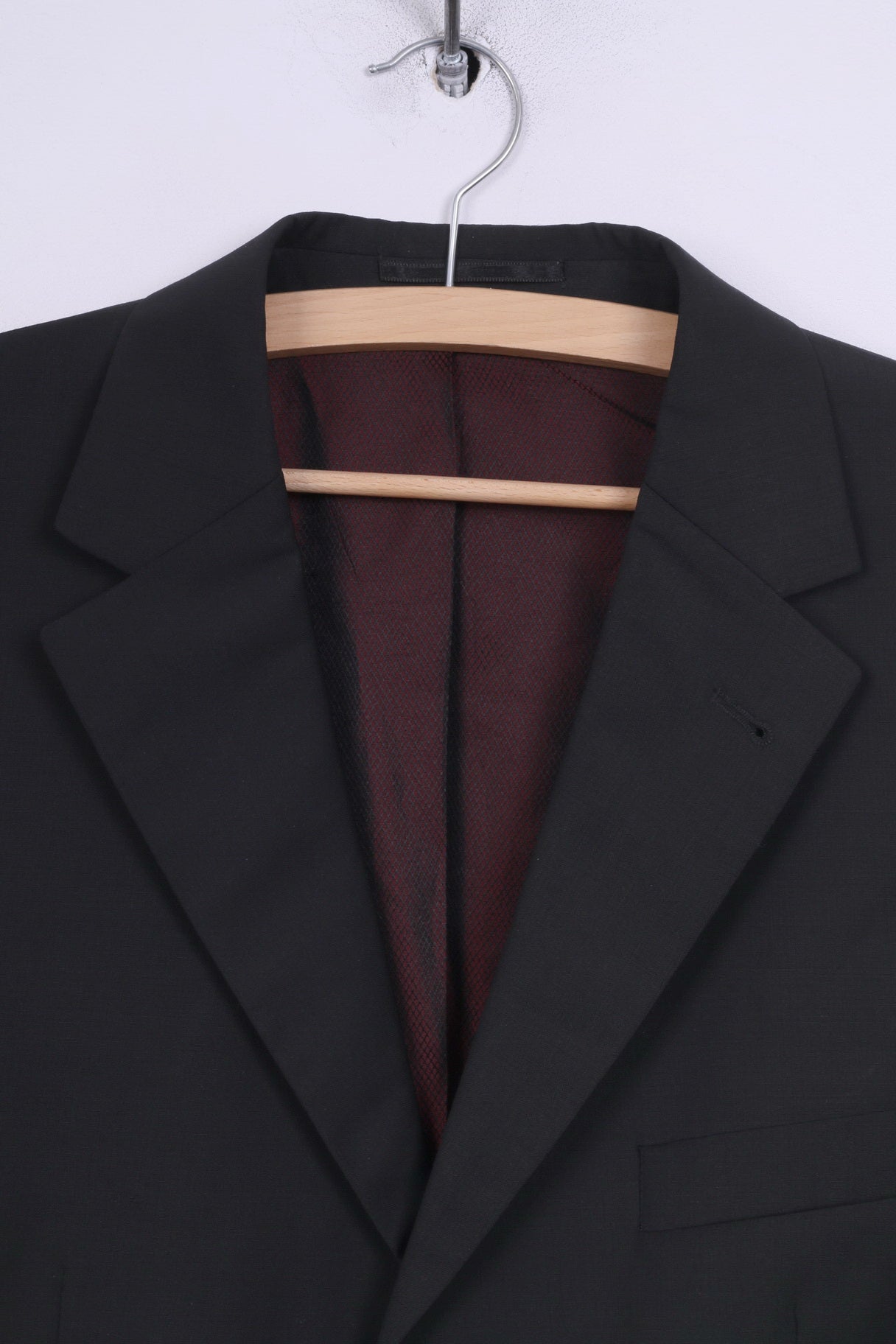 Pierluigi Mens 50 M Blazer Single Breasted Jacket Shoulder Pads Black Wool Model 3000G