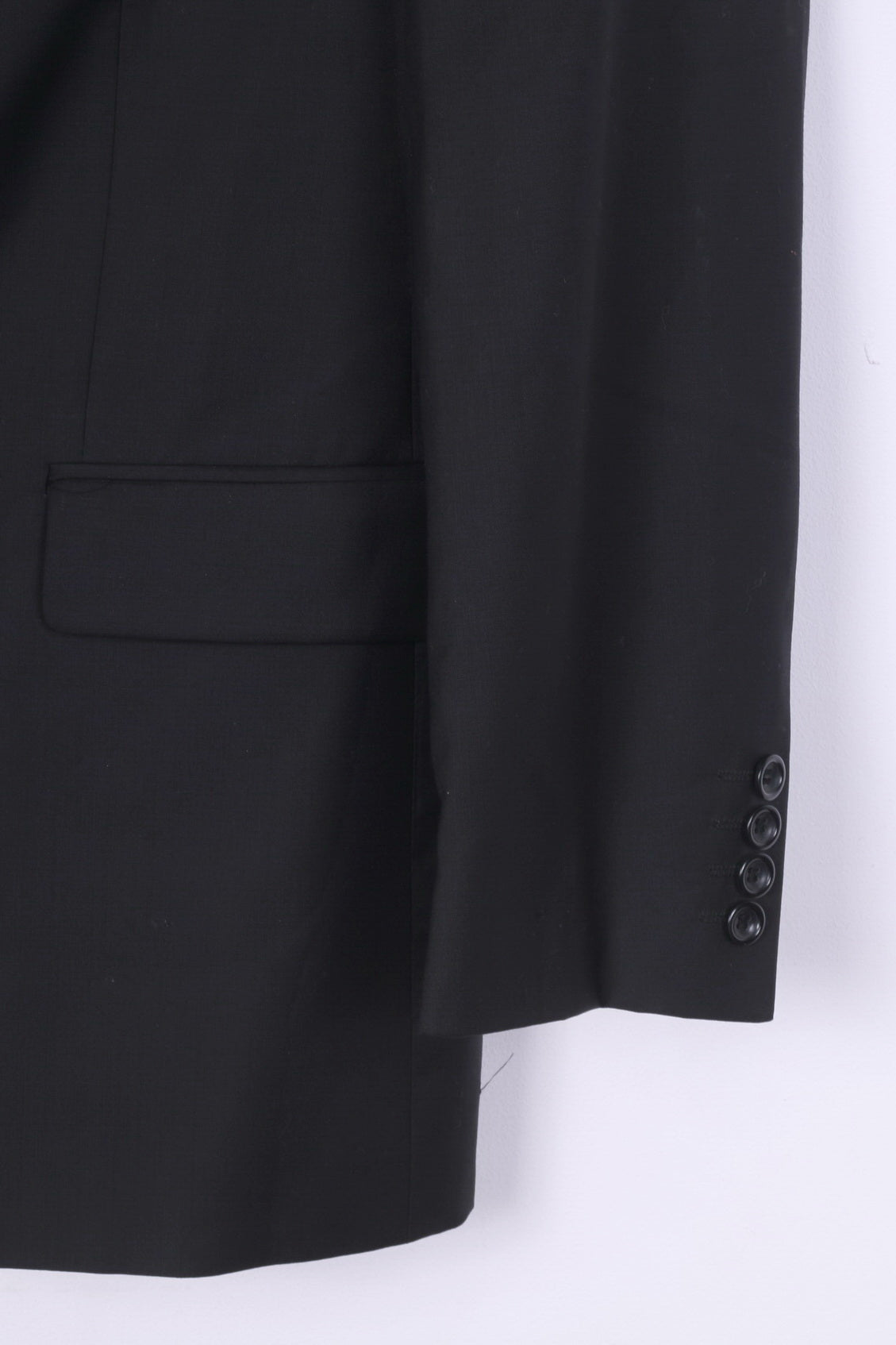 Pierluigi Mens 50 M Blazer Single Breasted Jacket Shoulder Pads Black Wool Model 3000G