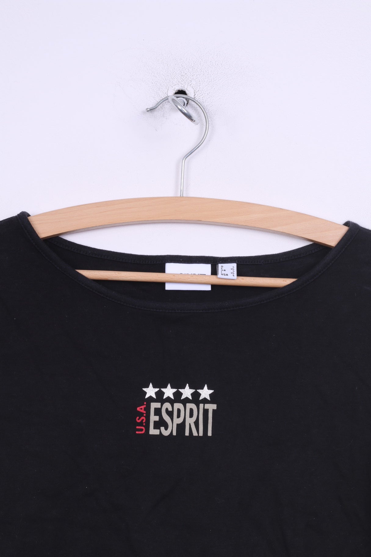 Esprit Womens L Shirt Long Sleeve Black Cotton U.S.A