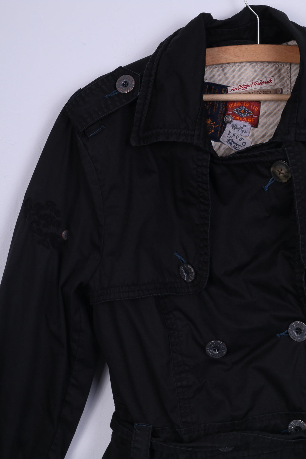 Khujo Womens XL Parka Jacket Double Breasted Black Cotton