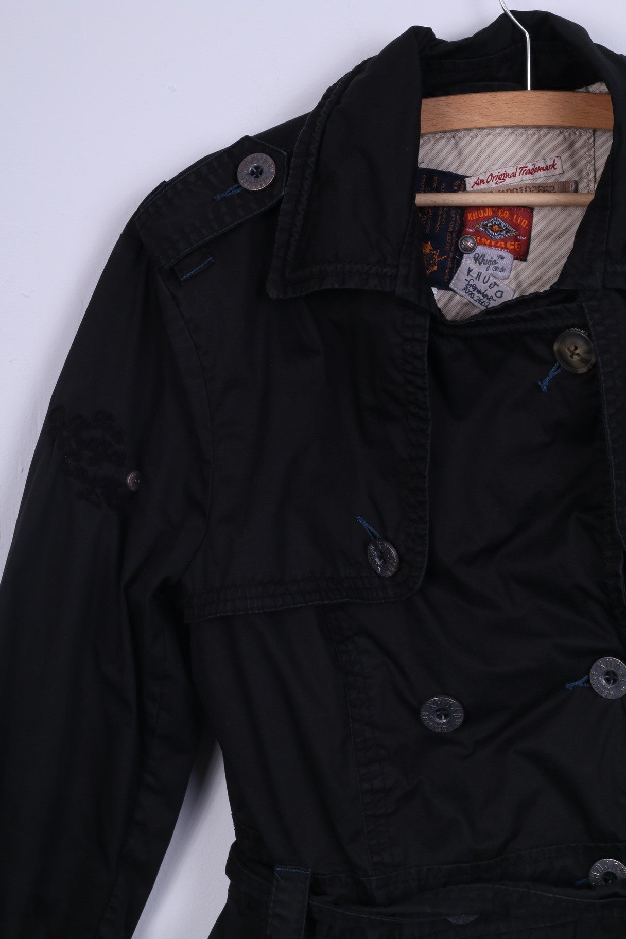 Khujo Womens XL Parka Jacket Double Breasted Black Cotton