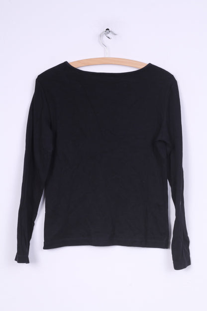 Esprit Womens L Shirt Long Sleeve Black Cotton U.S.A