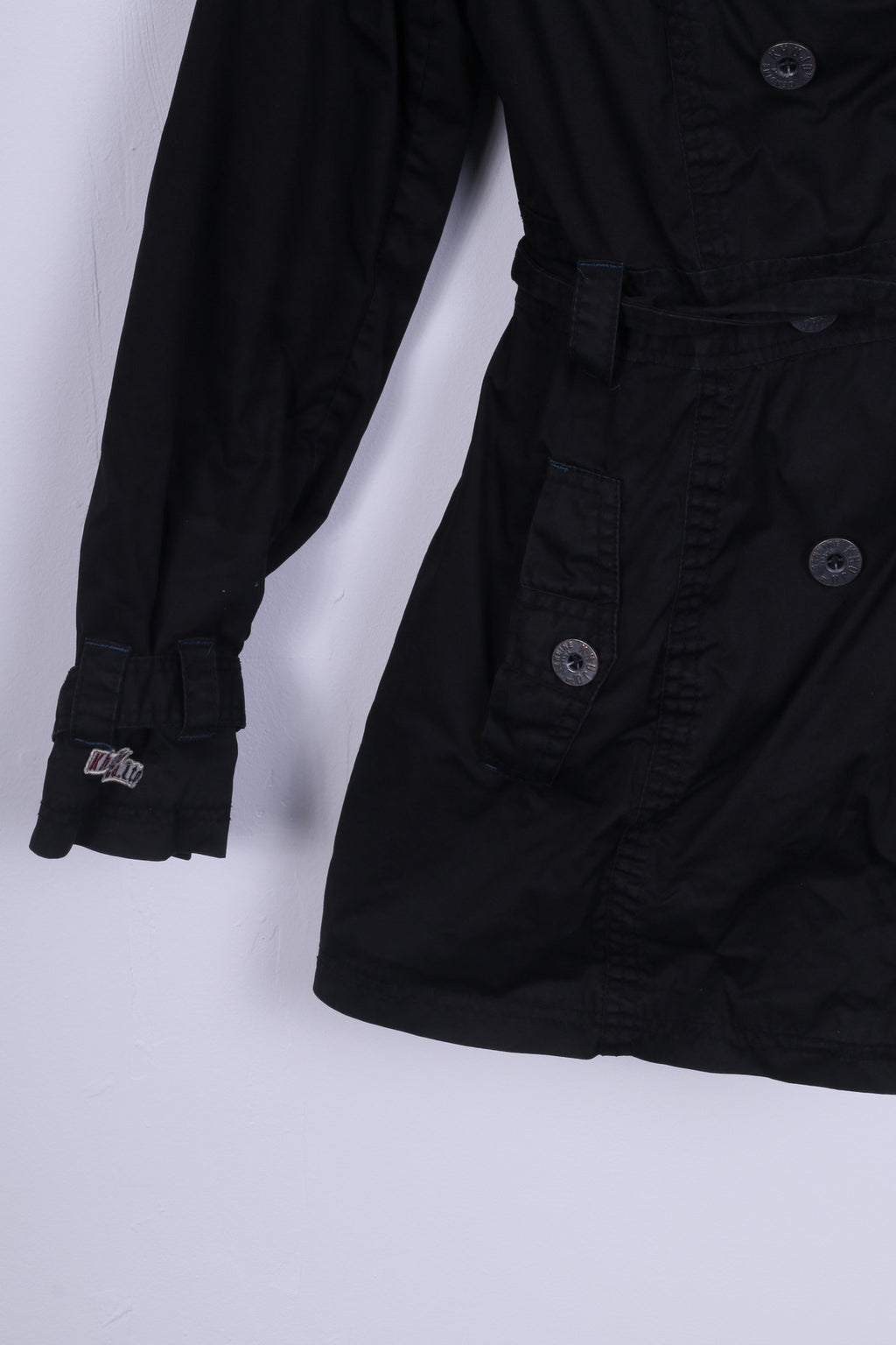 Khujo Womens XL Parka Jacket Double Breasted Black Cotton