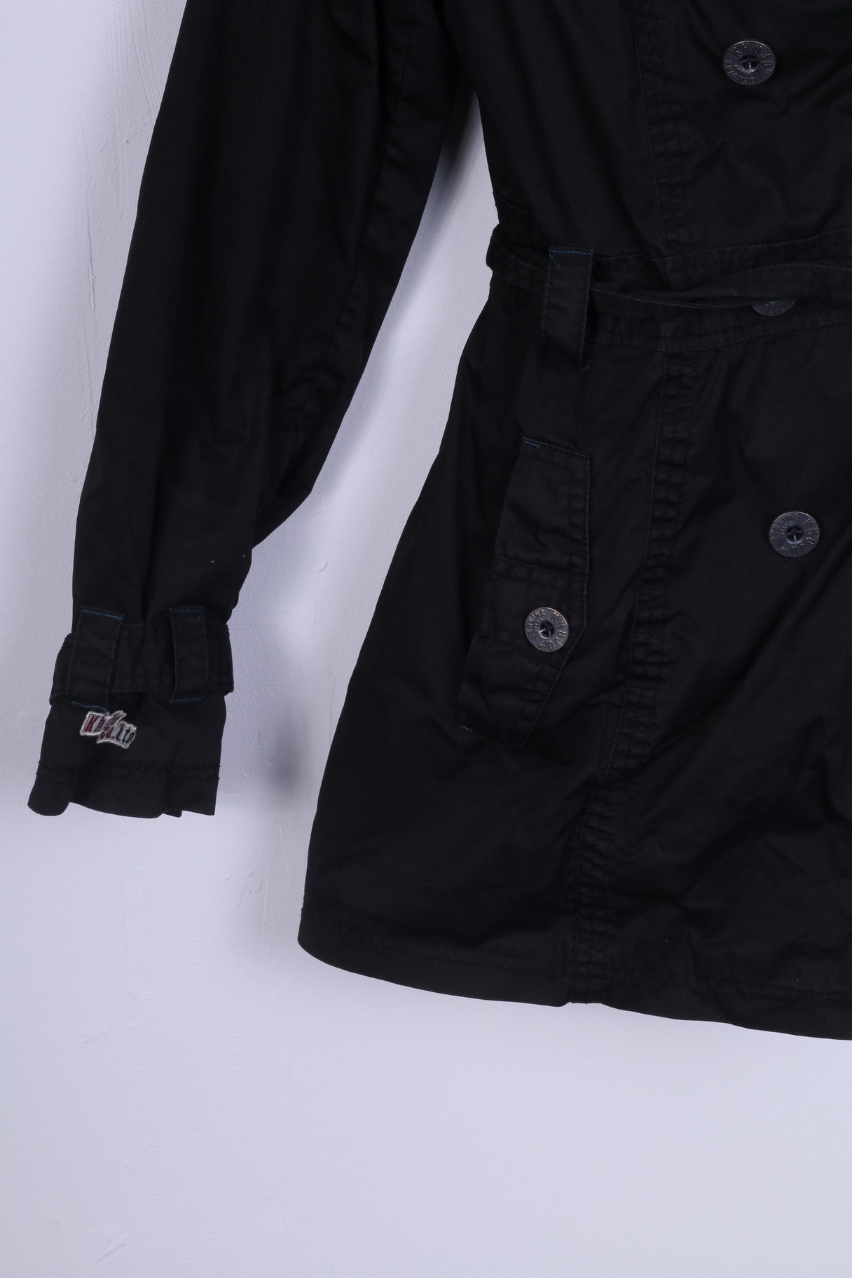 Khujo Womens XL Parka Jacket Double Breasted Black Cotton