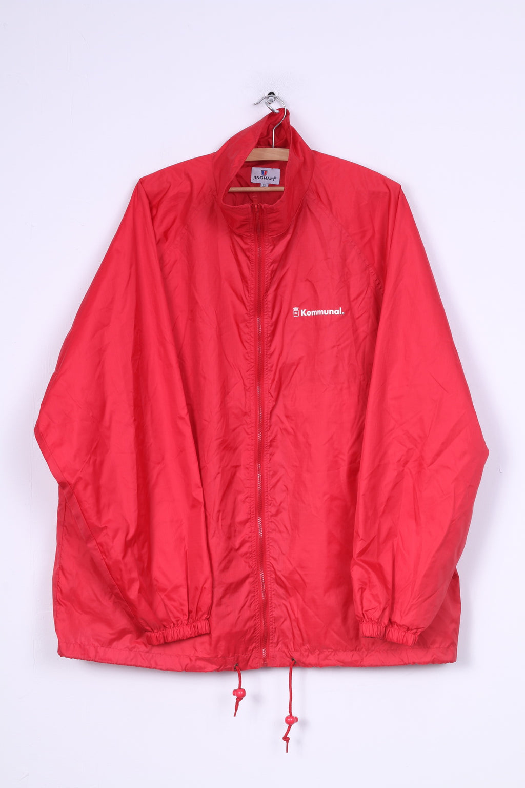 Jingham Kommunal Veste XL pour homme avec fermeture éclair complète en nylon rouge imperméable 
