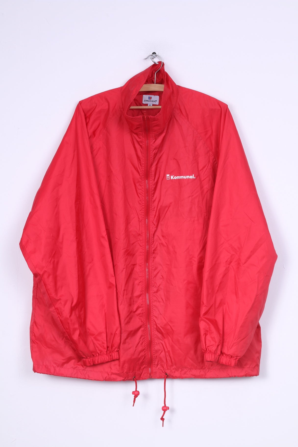 Jingham Kommunal Veste XL pour homme avec fermeture éclair complète en nylon rouge imperméable 