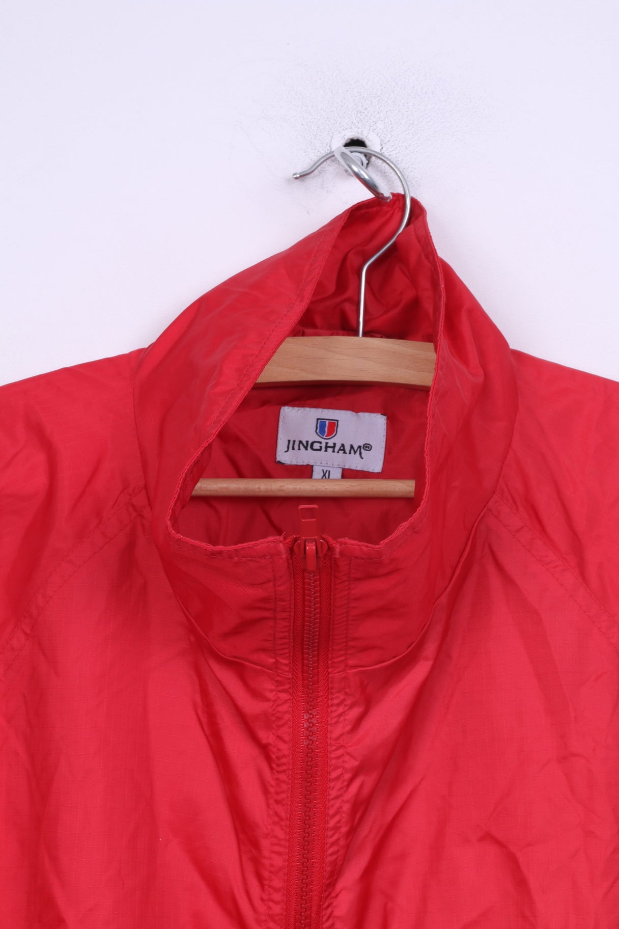 Jingham Kommunal Veste XL pour homme avec fermeture éclair complète en nylon rouge imperméable 