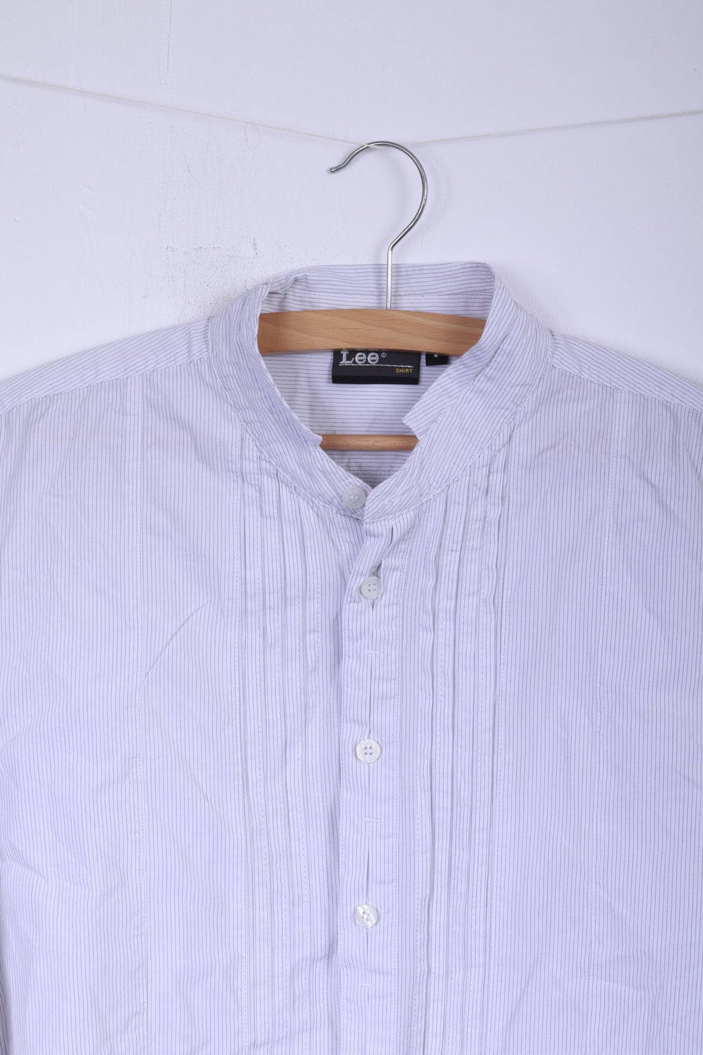 Lee L Chemise décontractée pour homme Col montant rayé Blanc à manches longues