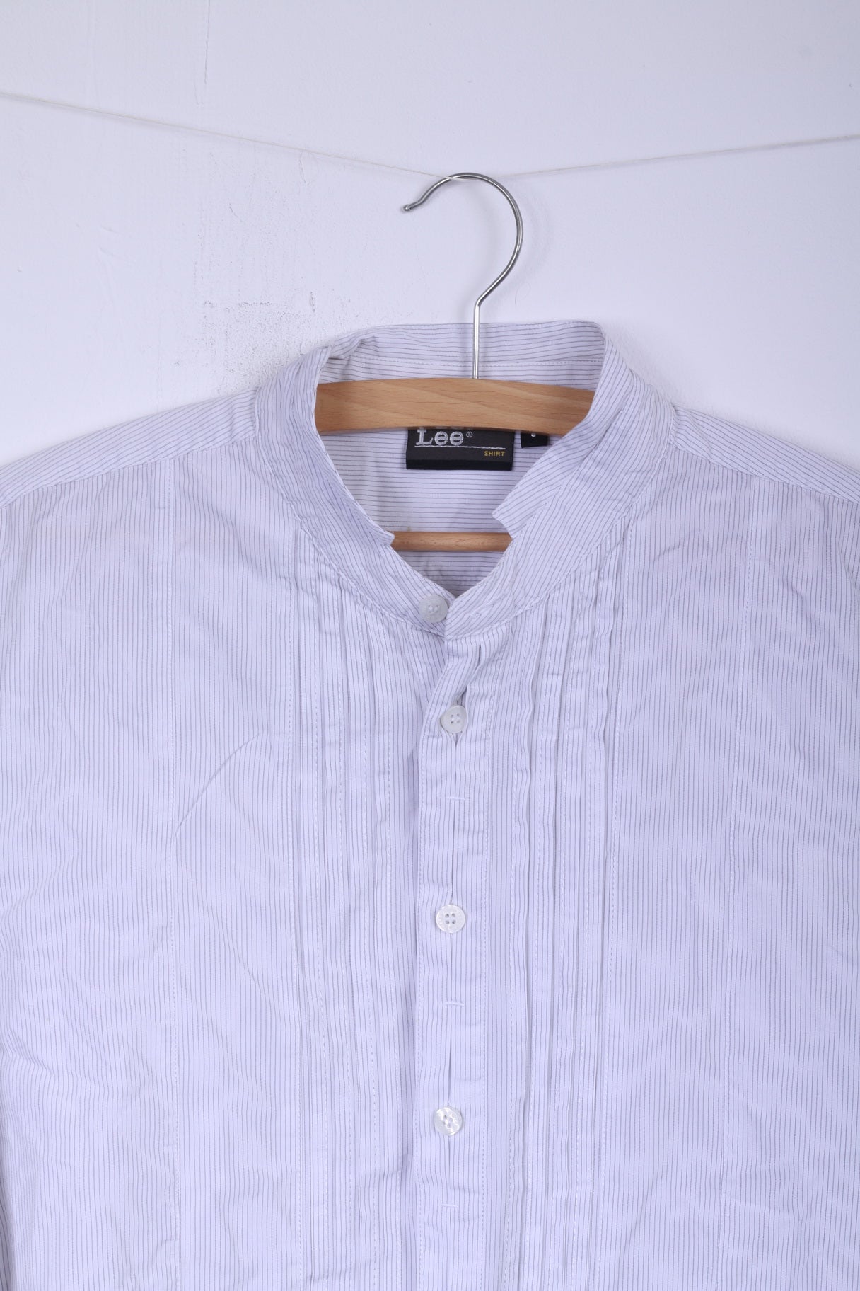 Lee L Chemise décontractée pour homme Col montant rayé Blanc à manches longues