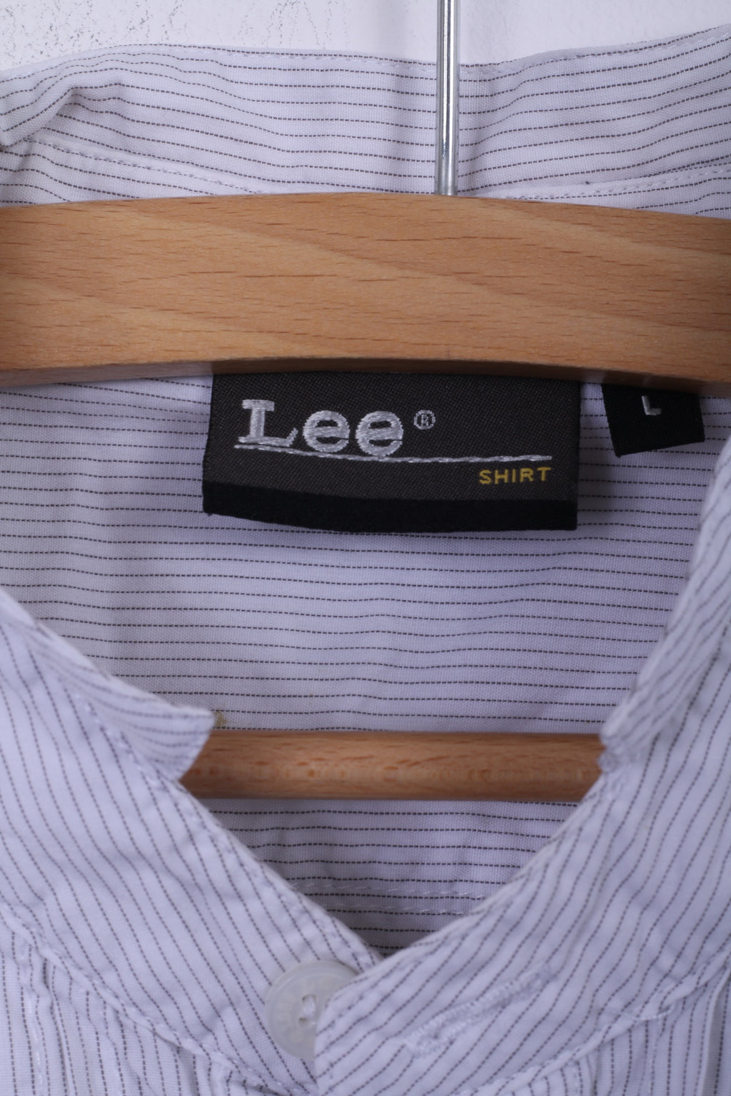 Lee L Chemise décontractée pour homme Col montant rayé Blanc à manches longues