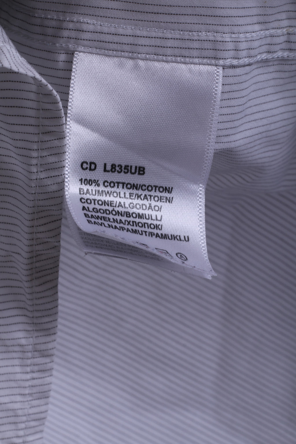 Lee L Chemise décontractée pour homme Col montant rayé Blanc à manches longues