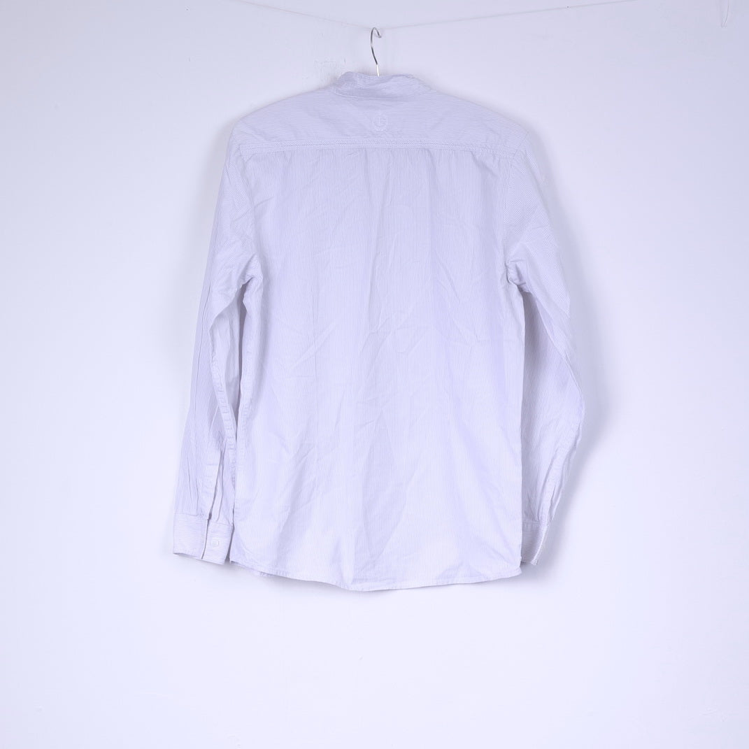 Lee L Chemise décontractée pour homme Col montant rayé Blanc à manches longues