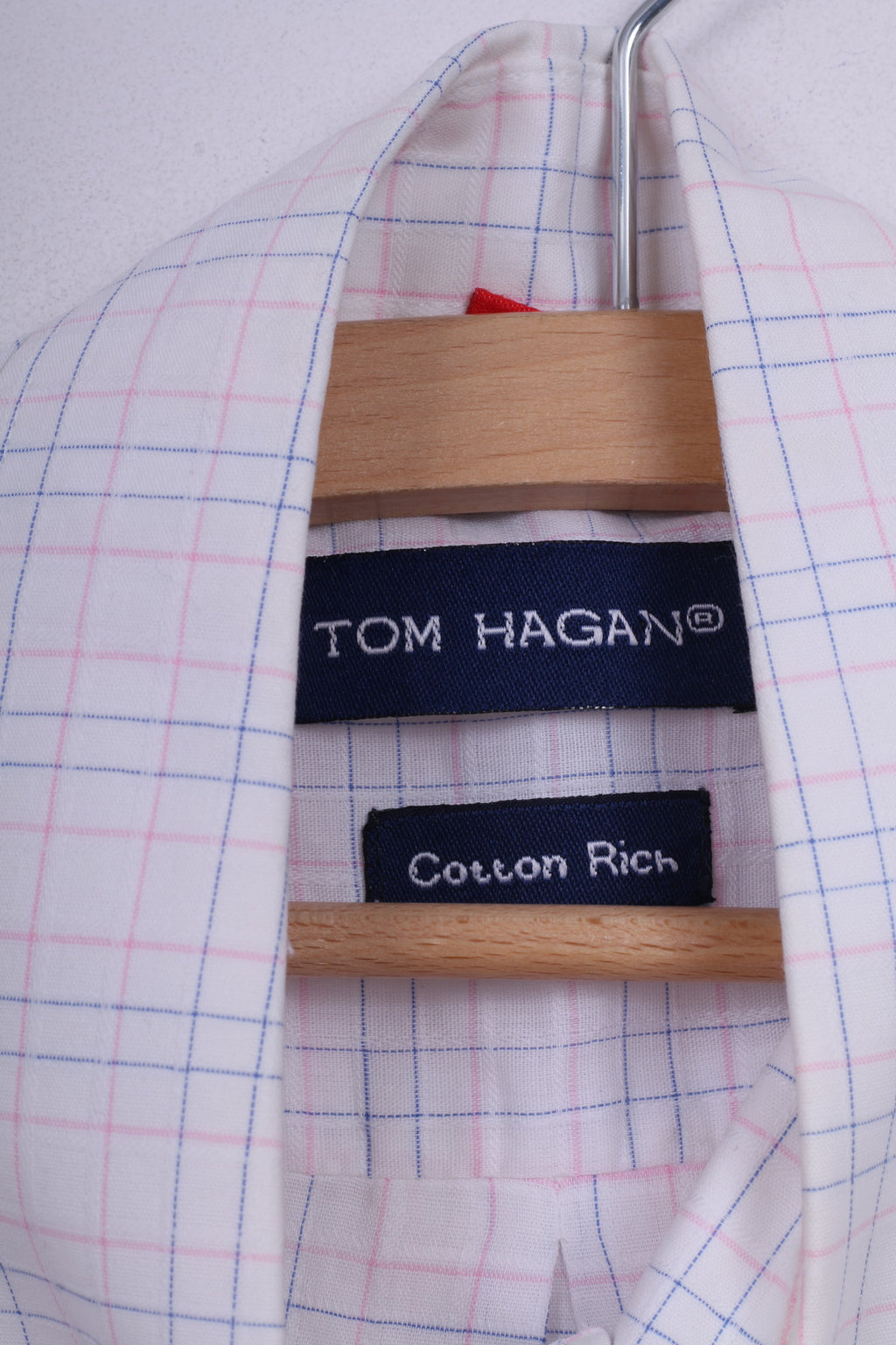 Tom Hagan Hommes M 39/40 Chemise décontractée à carreaux blancs à manches courtes en coton riche haut d'été 